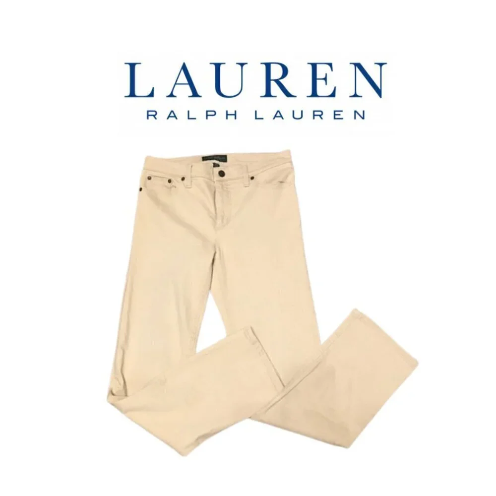 LRL Lauren Jeans Co. Women's Classic Ankle Jeans Beige Size 6 Petite - Picture 10 of 10